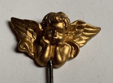 Engel auf Stab Hände aufgestützt, gold